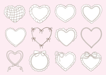 Whimsical Hand-Drawn Heart, Valentine's Day Stickers Vector Illustration