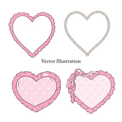 Whimsical Hand-Drawn Heart, Valentine's Day Frame, Border Vector Illustration