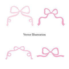 Whimsical Hand-Drawn Bows, Valentine's Day Vector Illustration