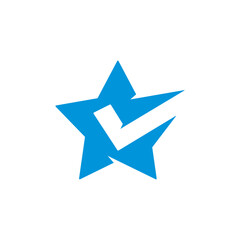 star check logo vector icon illustration design. blue star logo