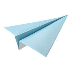 Business trends globalization innovation concept. A simple blue paper airplane, symbolizing creativity, playfulness, and childhood nostalgia.