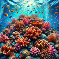 Fototapeta premium Coral Reefs Vibrant coral ecosystems teeming with marine life