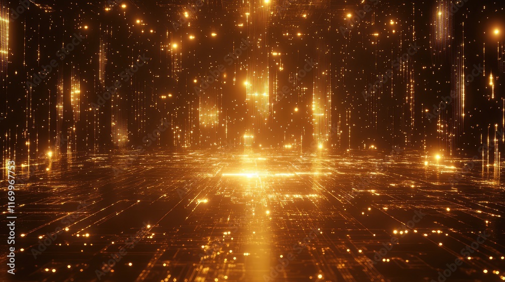 Poster futuristic digital circuit patterns generated by ai, glowing softly against a dark backdrop with amp