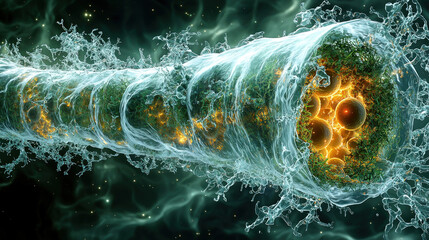 Microscopic view of a virus or bacteria.