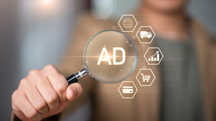 Online marketing and advertising concepts, improving and planning to increase sales, searching and serving customers, promoting sales and analyzing data, Online Sales, Targeted advertising