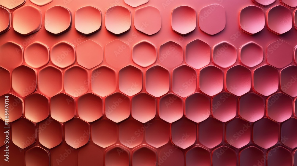 Poster minimalistic d pattern of hexagons with a subtle shadow effect and metallic gradient finish. no text