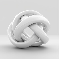 Fototapeta premium Abstract white knot sculpture on plain background.
