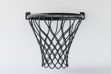Black basketball hoop against a white background.