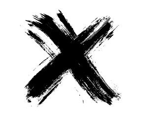 Vector style brush stroke of black grunge crossed mark symbol brush