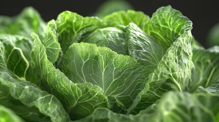 Fototapeta premium Fresh Green Cabbage Head with Crisp Leaves for Healthy Cooking