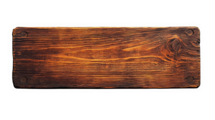 Rustic Wooden Plank:  A weathered, brown wooden plank with a natural grain pattern isolated on a white background, perfect for adding a rustic touch to your designs.  