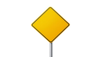 Bright Yellow Warning Sign on Clear Background