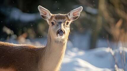 Majestic Deer in Winter Wonderland