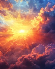 Fototapeta premium Dramatic sunset with colorful clouds.