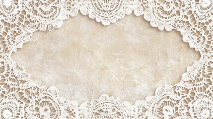 High-resolution digital paper featuring a lace doily design in neutral tones. The intricate vintage lace pattern is highly detailed and hyper-realistic, with no background noise,