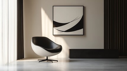 A ceramic tile with minimalist hand-drawn abstract line art in black and white, mounted on a modern gallery wall, crisp lighting emphasizing its sleek and contemporary design,