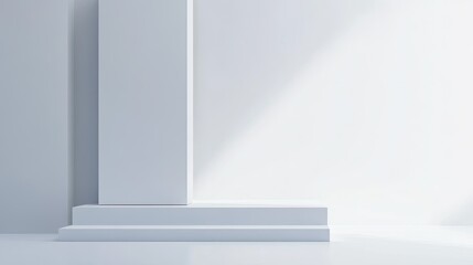 Fototapeta premium Minimalist Interior Design with White Columns and Soft Shadows