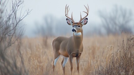 Fototapeta premium Majestic Whitetail Deer in Winter Wonderland