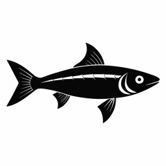 Alewife Fish Black Silhouette Vector on White Background