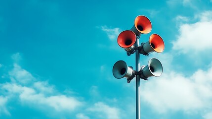 Alarm Siren and Speakers on Pole