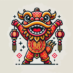 lion dance vector illustration