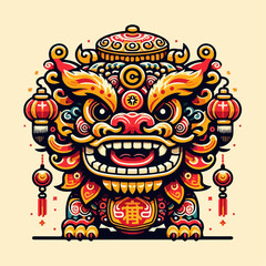 lion dance vector illustration