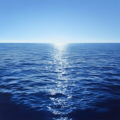 Fototapeta premium Serene ocean view under a clear blue sky.