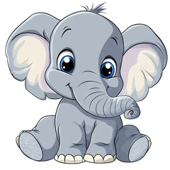 Obraz premium Charming Cartoon Elephant Illustration: Cute and Playful Character Perfect for Children's Stories and Wildlife Enthusiasts