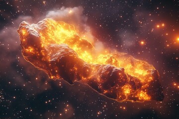 Glowing celestial spectacle with bright flames and intense cosmic energy.