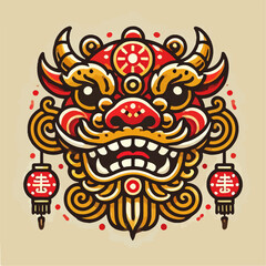 lion dance vector illustration