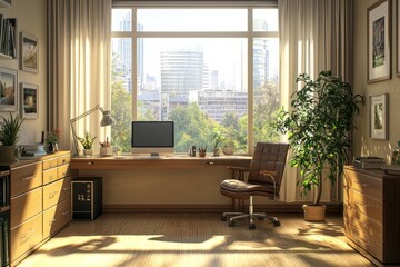 Fototapeta premium Fresh designs and updated furniture bring a new vibe to the office