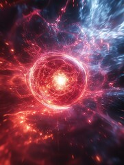 Fototapeta premium Vibrant abstract depiction of atomic energy.