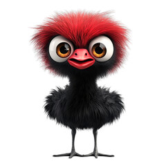 Naklejka premium Whimsical Cartoon Bird Character with Red Plume and Big Eyes - Delightful Illustration for Animation and Mascot Design