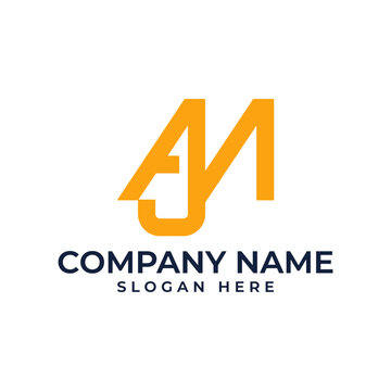 Bold, modern monogram of "A", "J", and "M" with contrasting colors. Interlocked design conveys unity and strength. Suitable for businesses seeking a strong, contemporary, and professional brand
