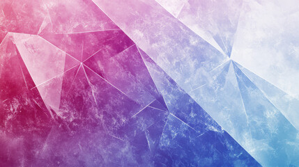 A modern abstract design of geometric triangles and polygons, rendered in radiant coral, deep purple