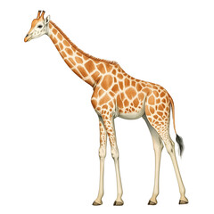 Fototapeta premium Watercolour clipart of a giraffe on transparent background