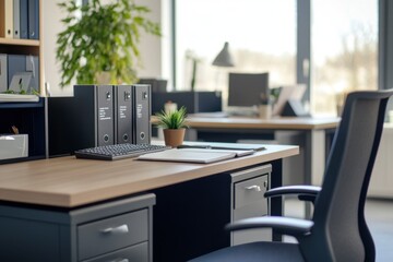 Modern office space featuring innovative storage solutions contemporary design functional workspace bright environment sleek viewpoint organizational concepts for productivity