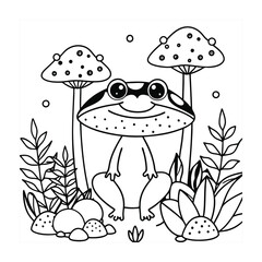 Frog and flower coloring pages for kids book