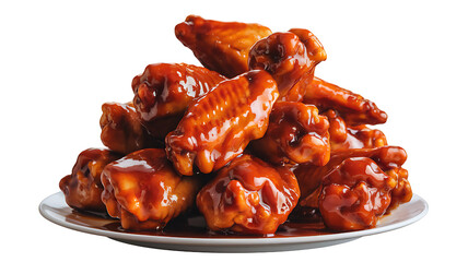 Delicious BBQ Chicken Wings, Savory and Sweet Glaze, Appetizer on transparent background