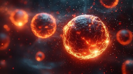 Obraz premium Exploring Dynamic Energy Particles Within a Cosmic Environment