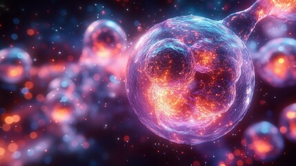 Fototapeta premium Exploring Vibrant Cellular Structures and Their Dynamic Interactions