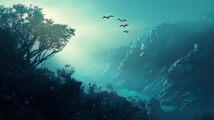 Enthralling Mountain River Landscape at Dusk