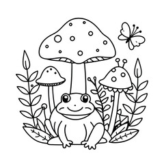 Frog and flower coloring pages for kids book