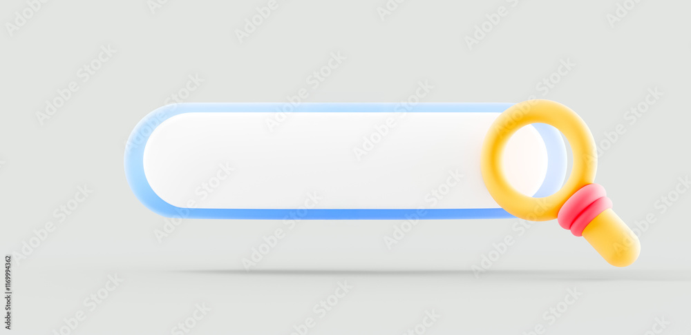 Aufkleber 3d Search bar template with magnifying for the website. Navigation search for browser. 3d rendering illustration