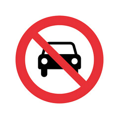 No Cars Allowed,  A Red Circle Sign prohibiting vehicles on transparent background