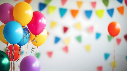 Colorful Balloons and Triangular Decorations Celebrate Festivities