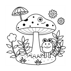 Frog and flower coloring pages for kids book