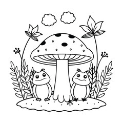 Frog and flower coloring pages for kids book