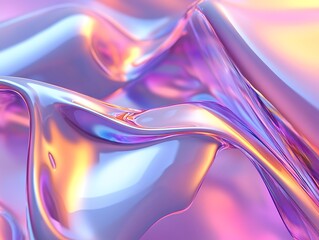Collection of 3D Holographic Geometric Shapes with Soft Light Effects, Pastel Gradient Colors, and Glossy Surface Perfect for Abstract Artwork
