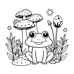 Frog and flower coloring pages for kids book